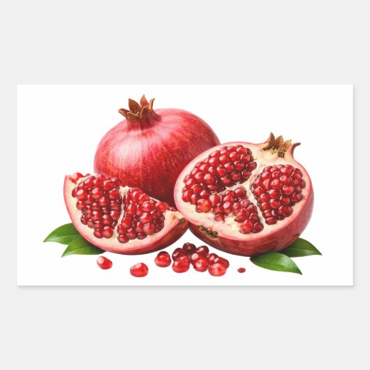 Fresh Pomegranate With Juicy Seeds Sticker 長方形シール (正面)