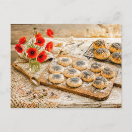 Fresh Poppy Seed Rolls in Rustic Vintage Kitchen ポストカード