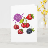 Fresh Red Berries and Cherries カード (黄色い花)