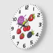 Fresh Red Berries and Cherries ラージ壁時計 (傾斜)