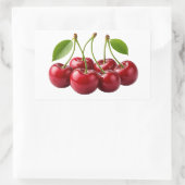 Fresh Red Cherries With Green Leaves Sticker 長方形シール (バッグ)