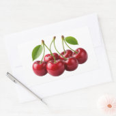 Fresh Red Cherries With Green Leaves Sticker 長方形シール (封筒)