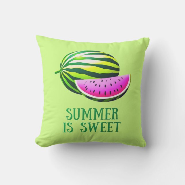 Fresh, Ripe Watermelon with Summer Vibes アウトドアクッション (正面)