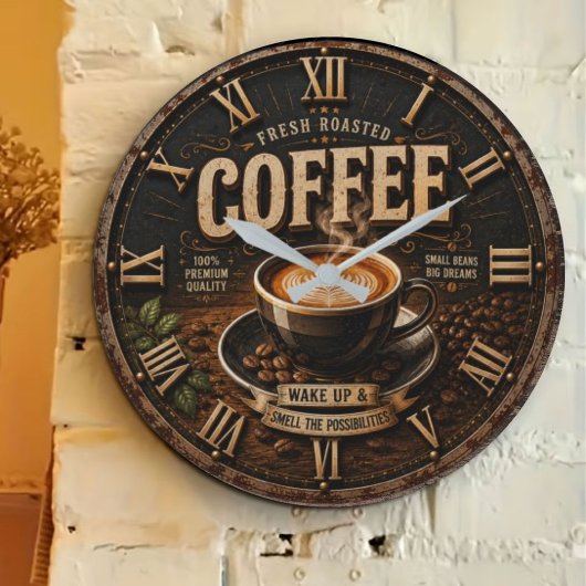 Fresh Roasted Coffee ラージ壁時計