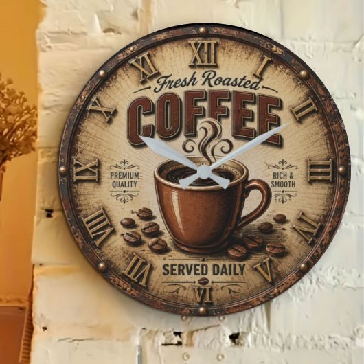 Fresh Roasted Coffee ラージ壁時計