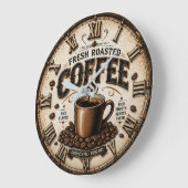 Fresh Roasted Coffee ラージ壁時計 (傾斜)