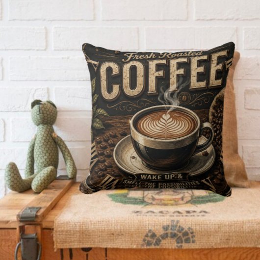 Fresh Roasted Coffee Rustic Farmhouse クッション