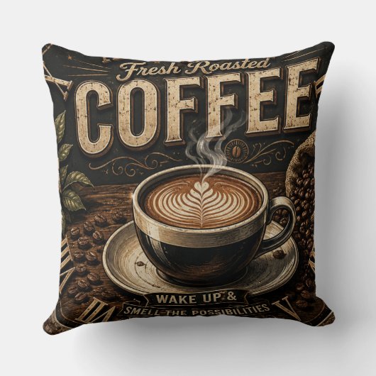 Fresh Roasted Coffee Rustic Farmhouse クッション (裏面)