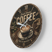 Fresh Roasted Coffee Rustic Farmhouse ラージ壁時計 (傾斜)