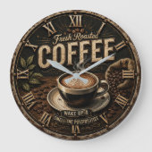 Fresh Roasted Coffee Rustic Farmhouse ラージ壁時計 (正面)
