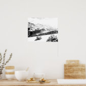 Fresh Snow Dust // Black and White ポスター (キッチン)