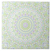 Fresh Spring Mandala in Green, Blue, and Lavender タイル (正面)