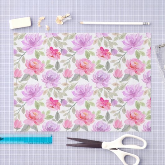 Fresh Spring Vibe: Pink and Purple Floral Design 薄葉紙 (クラフト)