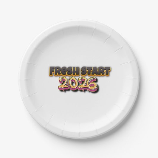 Fresh Start 2026 – Minimalist Modern Plate Design ペーパープレート (正面)