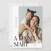 Fresh Start New Year White Curved Frame Photo シーズンカード (正面)