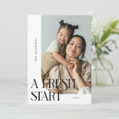 Fresh Start New Year White Curved Frame Photo シーズンカード (スタンド正面)