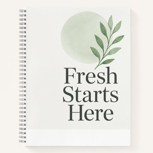Fresh Starts Here Minimalist Wellness Notebook ノートブック (正面)