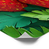 Fresh Strawberries Displayed on Greenfield  ポスター (角)