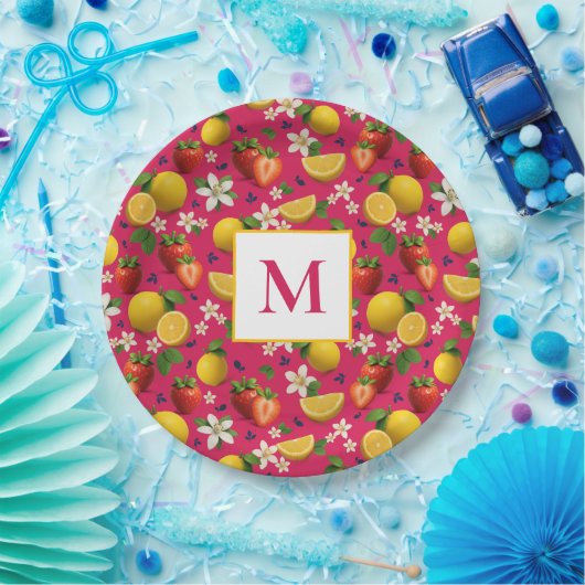 Fresh Strawberry and Lemon Pattern ペーパープレート (パーティー)