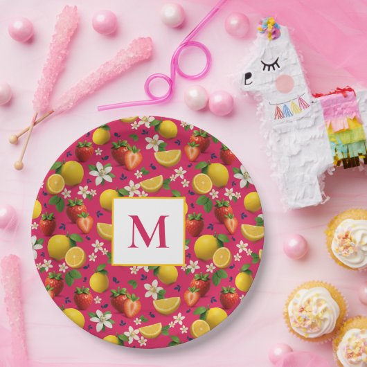 Fresh Strawberry and Lemon Pattern ペーパープレート (パーティー)