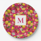 Fresh Strawberry and Lemon Pattern ペーパープレート (正面)