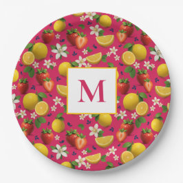 Fresh Strawberry and Lemon Pattern ペーパープレート