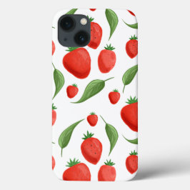 Fresh Strawberry Leaf Pattern iPhone Case iPhone 13ケース