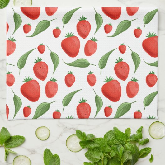 Fresh Strawberry Pattern Kitchen Towel キッチンタオル (折り畳み)
