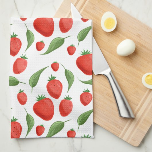 Fresh Strawberry Pattern Kitchen Towel キッチンタオル (四つ折り)