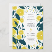 Fresh summer botanical citrus lemons fruit Wedding 招待状 (正面)