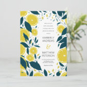 Fresh summer botanical citrus lemons fruit Wedding 招待状 (スタンド正面)