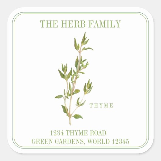 FRESH THYME Large Square Address封筒用シール スクエアシール (正面)