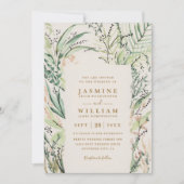 Fresh Tropical Destination Elegant QR Code Wedding 招待状 (正面)