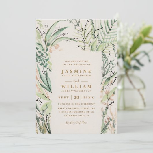 Fresh Tropical Destination Elegant QR Code Wedding 招待状 (スタンド正面)