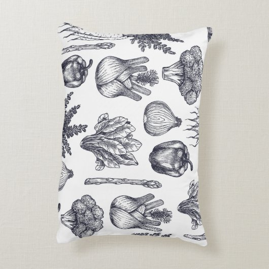 Fresh vegetables seamless pattern. Broccoli, carro アクセントクッション (裏面(縦))