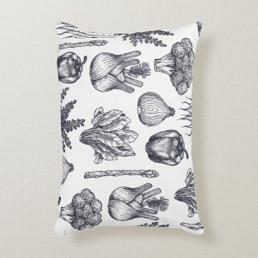 Fresh vegetables seamless pattern. Broccoli, carro アクセントクッション (正面(垂直))