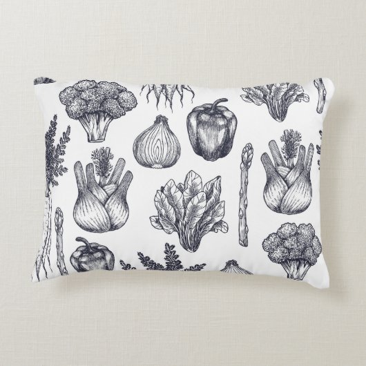 Fresh vegetables seamless pattern. Broccoli, carro アクセントクッション (裏面)