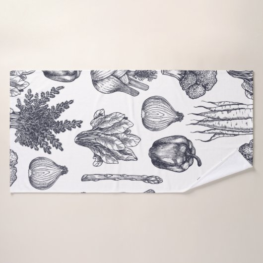 Fresh vegetables seamless pattern. Broccoli, carro バスタオル (バスタオル)