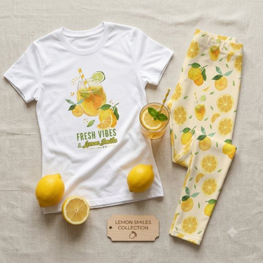 Fresh Vibes Lemon Smiles Watercolor Citrus Summer トライブレンドTシャツ