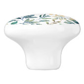 Fresh Watercolor Green and Yellow Leaf Pattern セラミックノブ (側面)