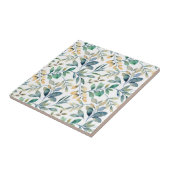 Fresh Watercolor Green and Yellow Leaf Pattern タイル (側面)