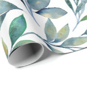 Fresh Watercolor Green and Yellow Leaf Pattern ラッピングペーパー (ロールコーナー)