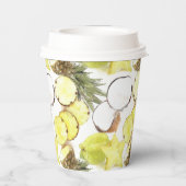 Fresh Watercolor Tropical Fruits Monogram Pattern 紙コップ (裏面)