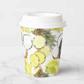 Fresh Watercolor Tropical Fruits Monogram Pattern 紙コップ (右)