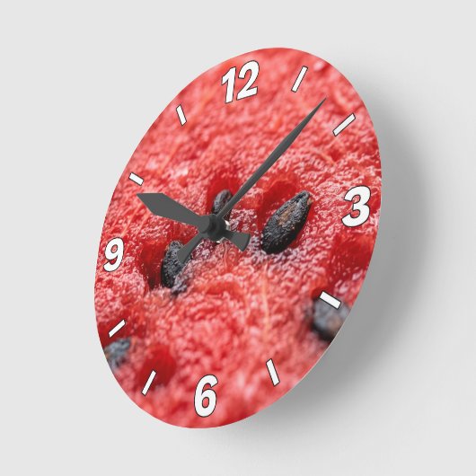Fresh Watermelon Pulp Macro Texture Kitchen Decor ラウンド壁時計 (傾斜)