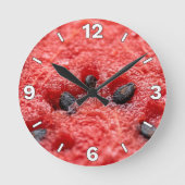 Fresh Watermelon Pulp Macro Texture Kitchen Decor ラウンド壁時計 (正面)