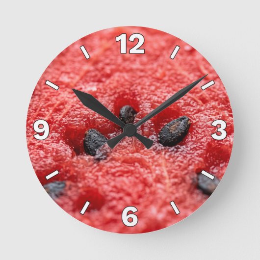 Fresh Watermelon Pulp Macro Texture Kitchen Decor ラウンド壁時計 (正面)