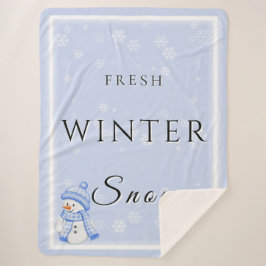 Fresh Winter Snow w/Snowman and Snow シェルパブランケット