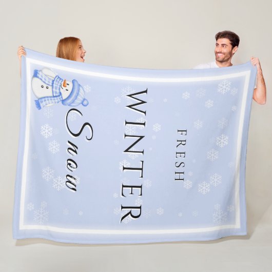 Fresh Winter Snow w/Snowman and Snow フリースブランケット (インサイチュ)