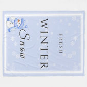 Fresh Winter Snow w/Snowman and Snow フリースブランケット (正面(横))